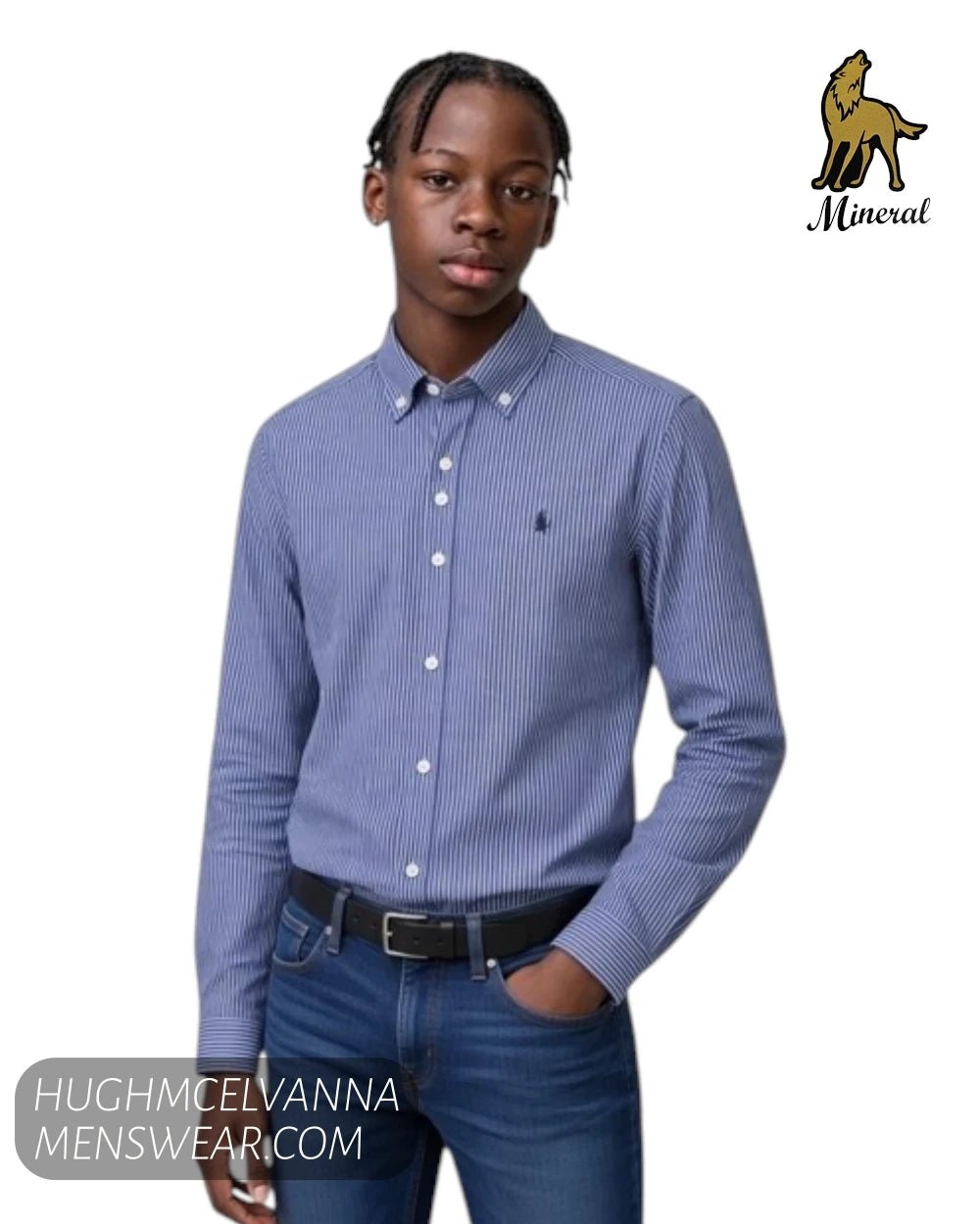 Mineral Bantry Long Sleeve Shirt in Blue - Hugh McElvanna Menswear - Shirts & Tops