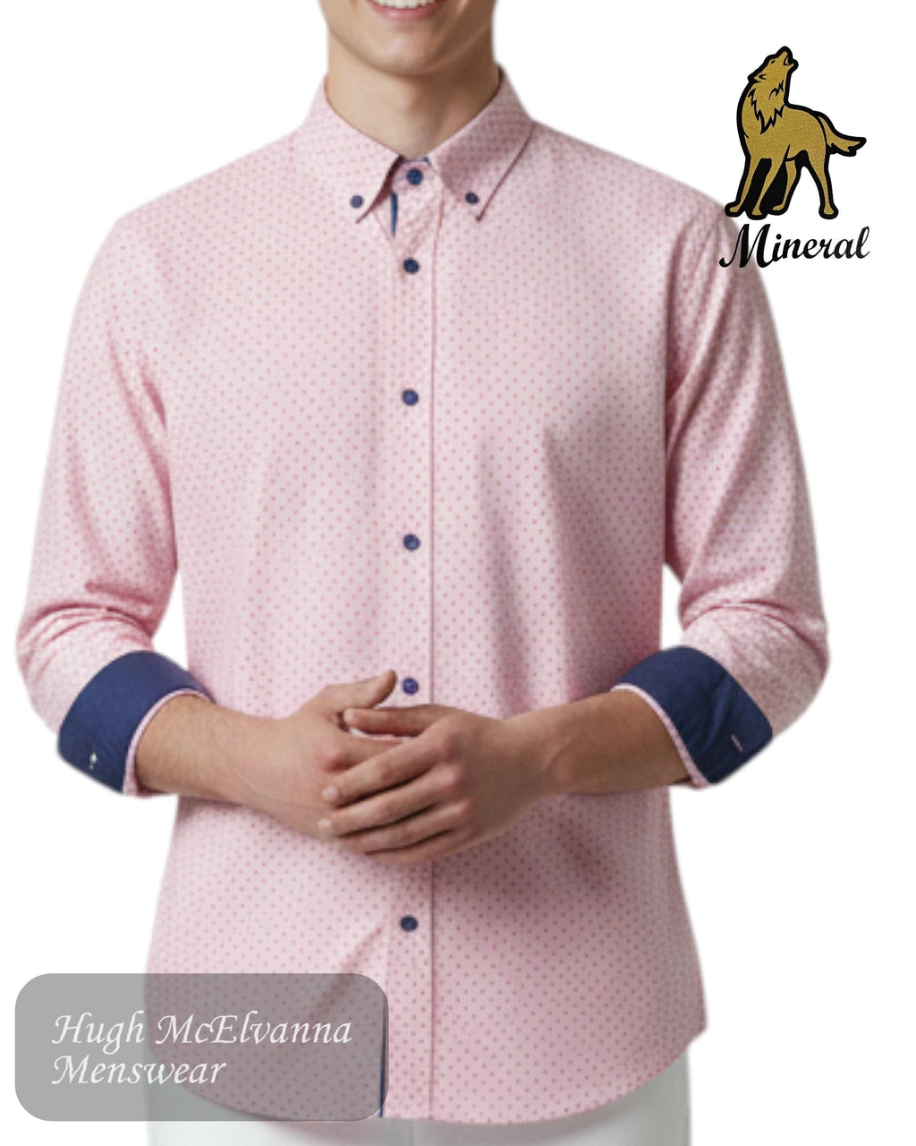 Mineral BLAS Pink Casual Long Sleeve Shirt - Hugh McElvanna Menswear