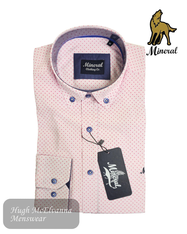 Mineral BLAS Pink Casual Long Sleeve Shirt - Hugh McElvanna Menswear