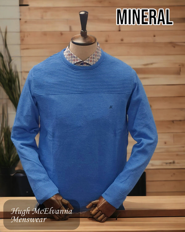 Mineral Blue Round Neck Pullover - Waverly - Hugh McElvanna Menswear