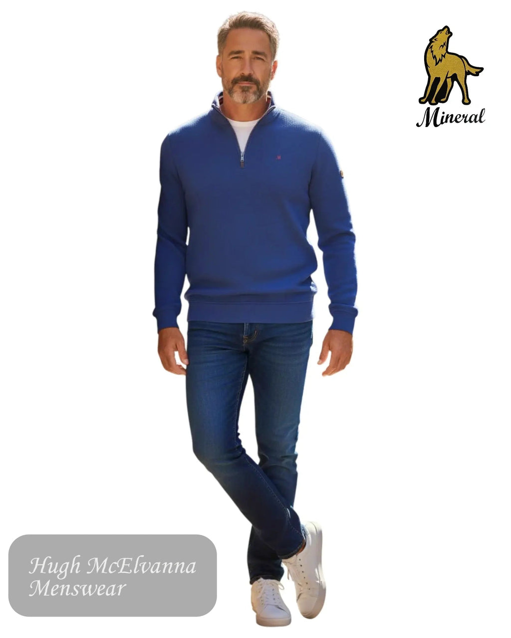 Mineral Brendan Quarter Zip Sweatshirt in Navy - Hugh McElvanna Menswear