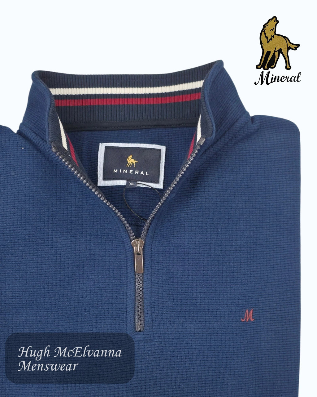 Mineral Brendan Quarter Zip Sweatshirt in Navy - Hugh McElvanna Menswear