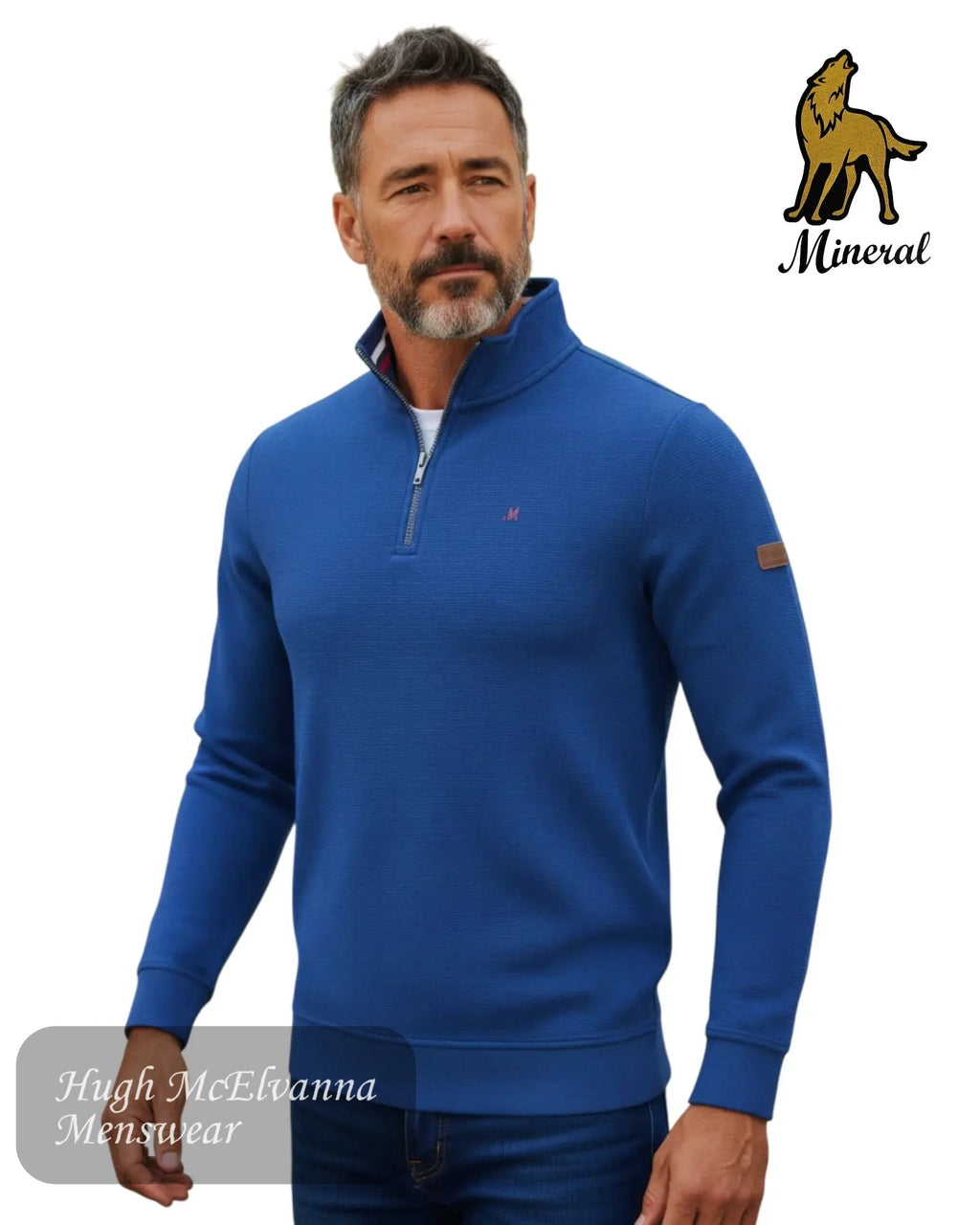 Mineral Brendan Quarter Zip Sweatshirt in Navy - Hugh McElvanna Menswear