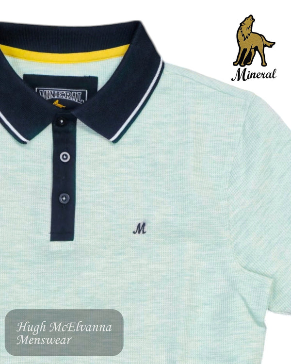 Mineral BRUNO Sage Polo Shirt | 100% Cotton Men's Polo with Contrast Collar - Hugh McElvanna Menswear