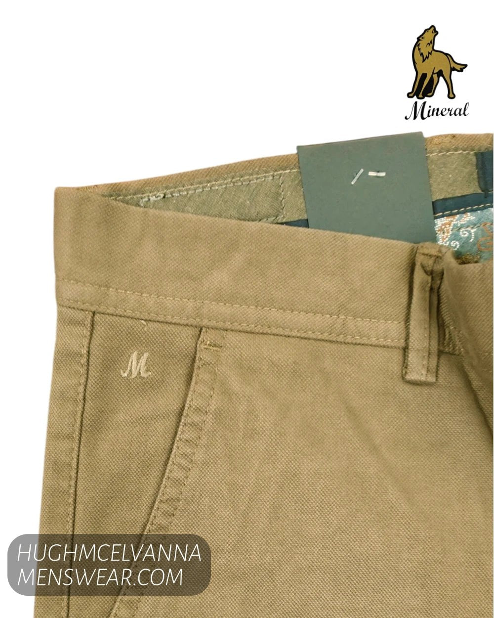 Mineral Darwin Tobacco Regular Fit Chinos - Close up of fabric