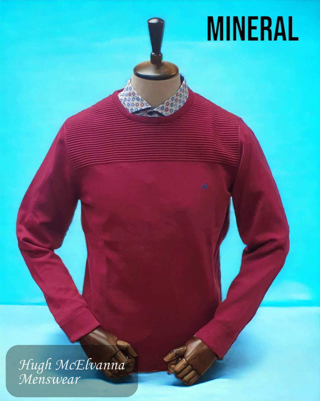 Mineral Dk. Red Round Neck Pullover - Waverly - Hugh McElvanna Menswear