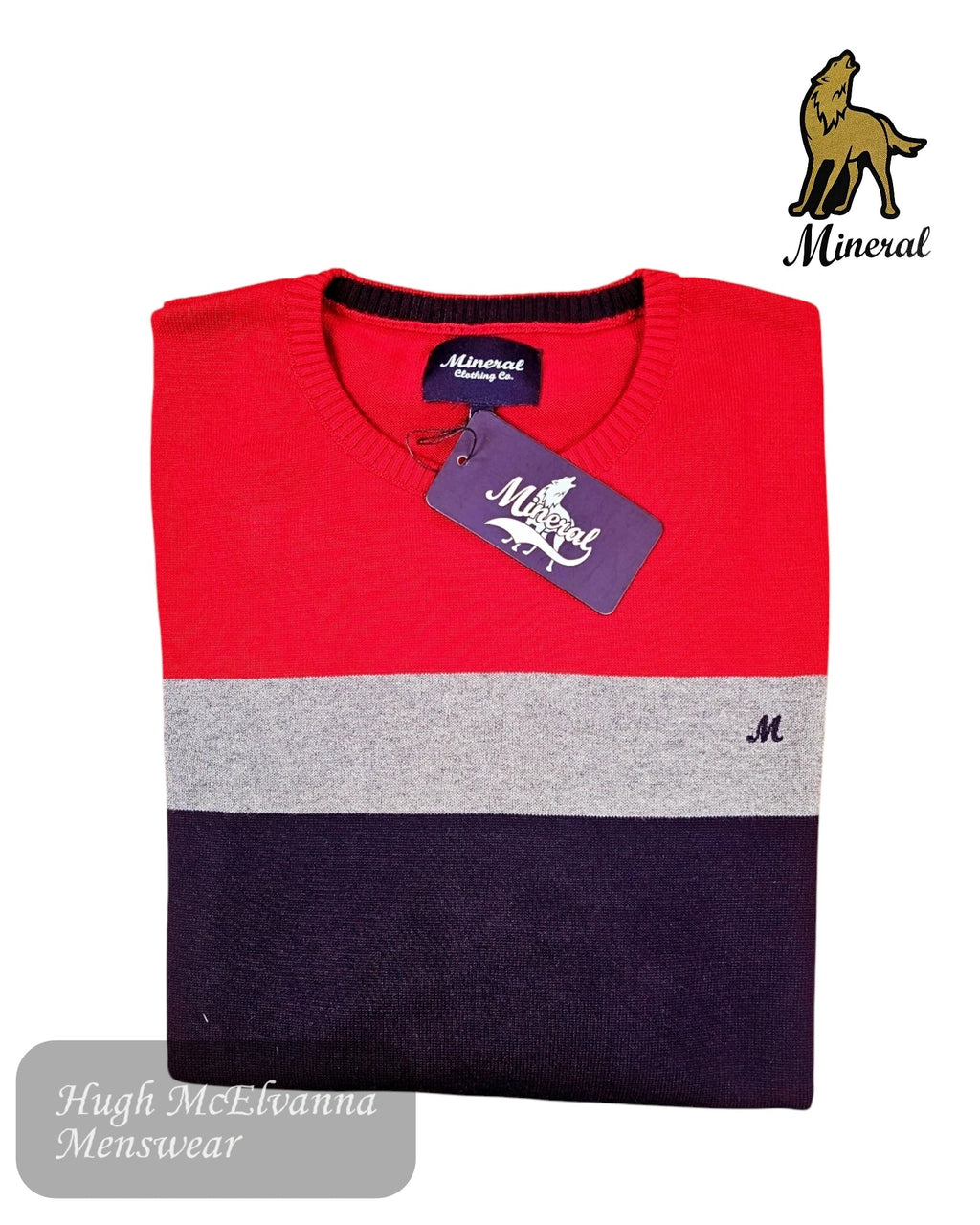 Mineral Islona Red Round Neck Pullover - Hugh McElvanna Menswear