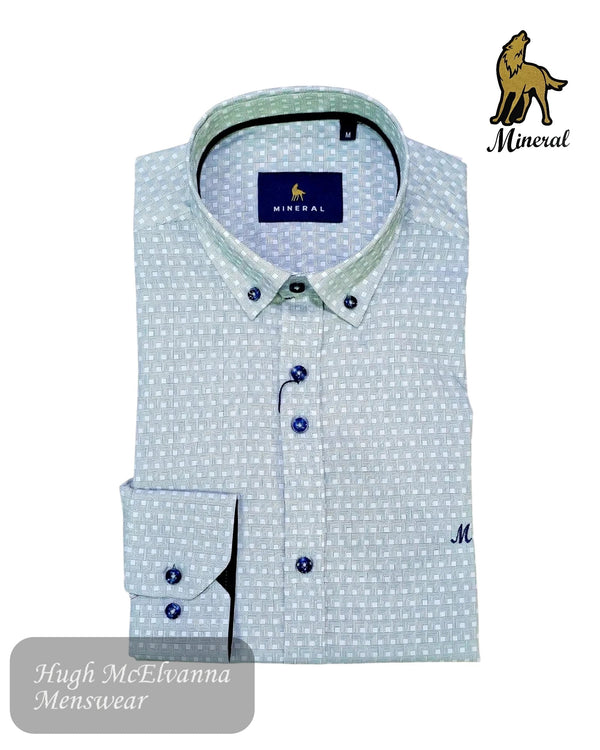 Mineral LAXEY Green Patterned Slim Fit Shirt - Hugh McElvanna Menswear