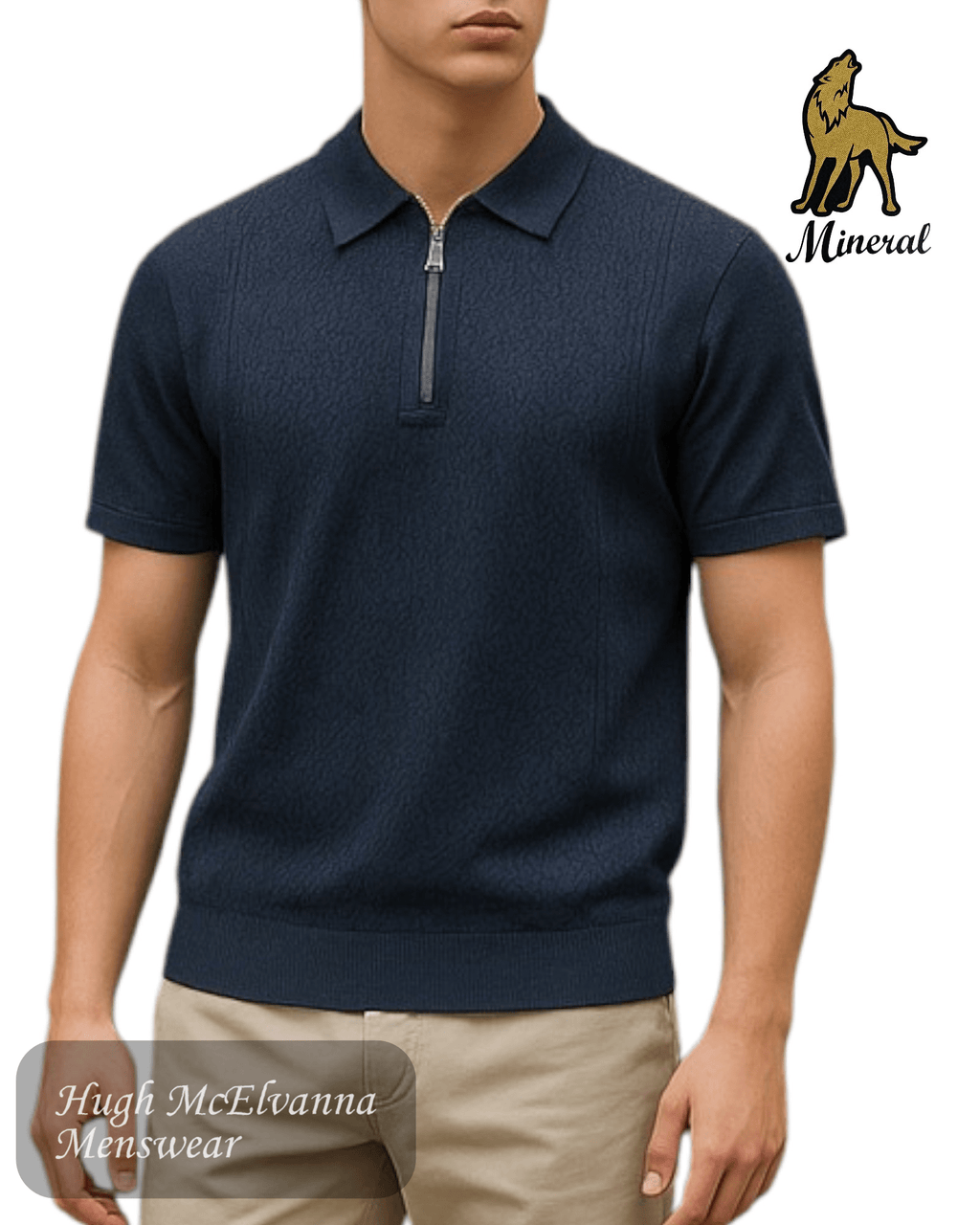 Mineral LEXIS Zip Polo Shirt – Men’s Short Sleeve Polo with Quarter Zip Collar - Hugh McElvanna Menswear