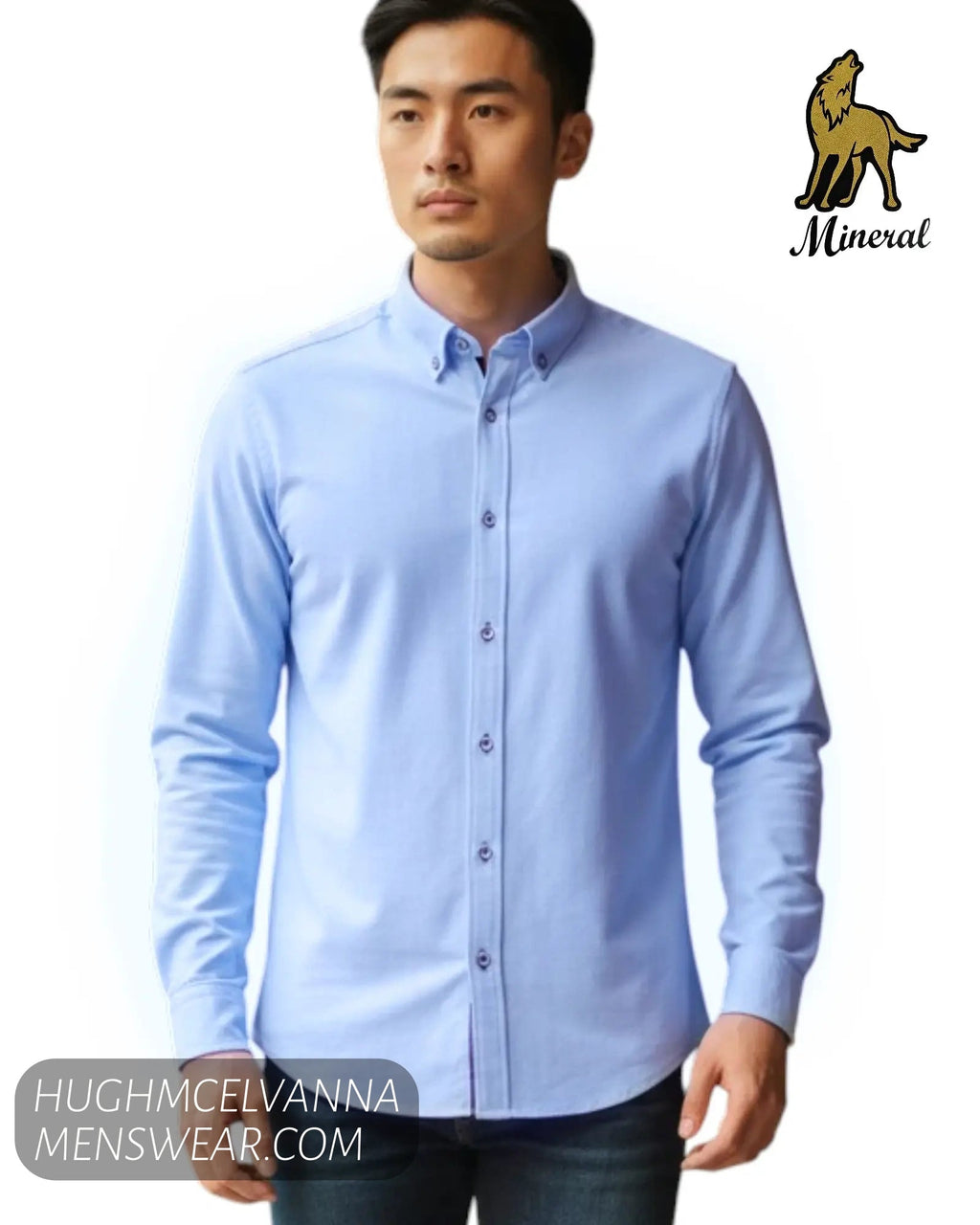 Mineral LOLLAND men's modern fit long-sleeve shirt in a premium cotton-blend easy-care fabric.