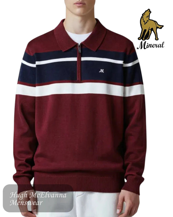 Mineral LOUVET Zip Tops - Burgundy and Navy - Hugh McElvanna Menswear