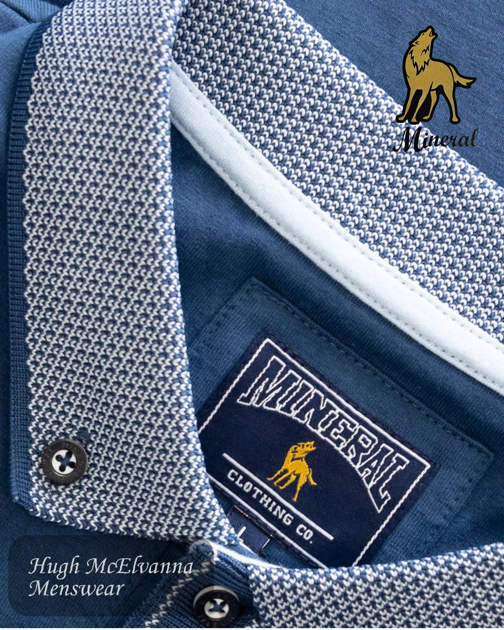 Mineral Matty Jersey Polo | Dark Denim - Hugh McElvanna Menswear