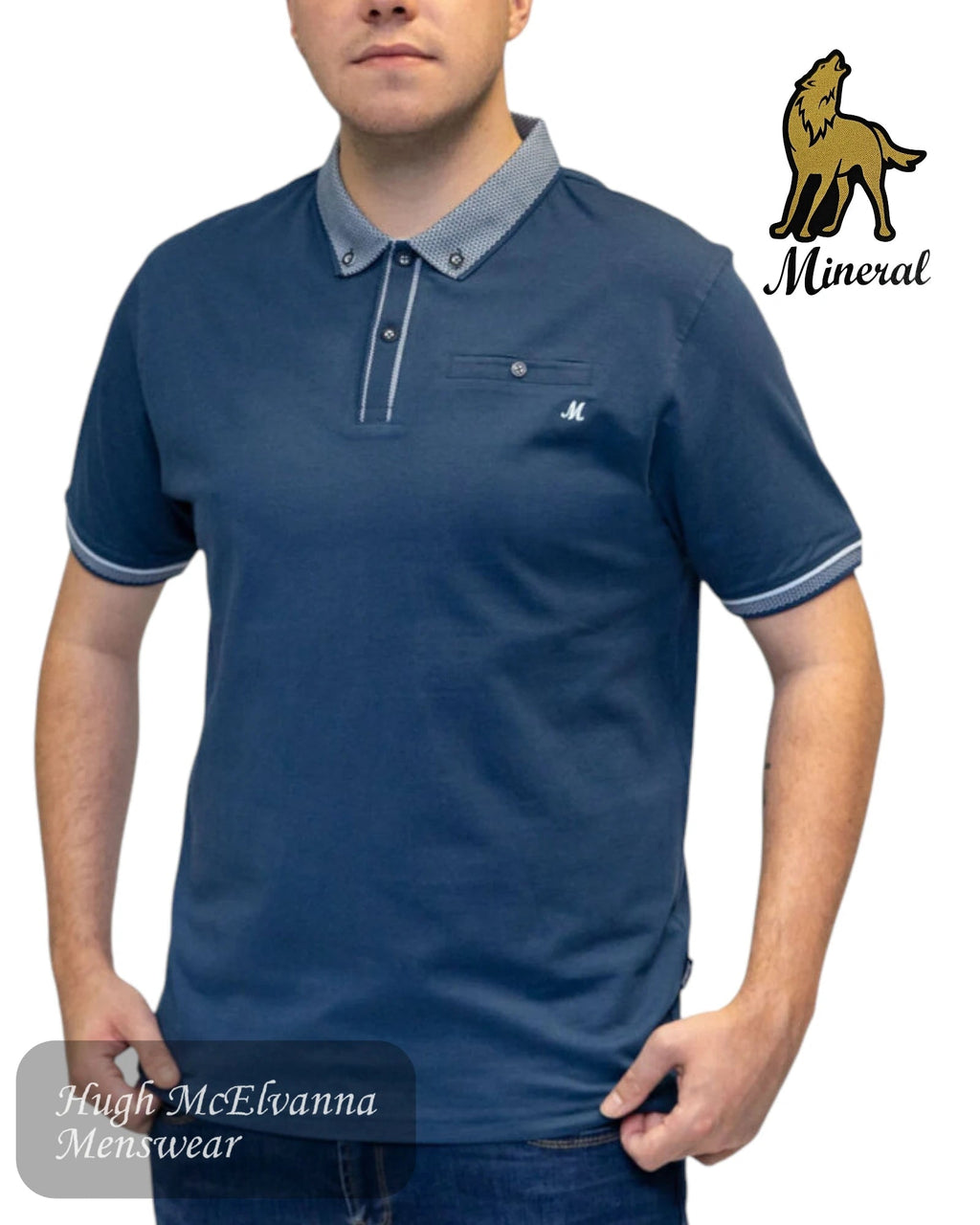 Mineral Matty Jersey Polo | Dark Denim - Hugh McElvanna Menswear