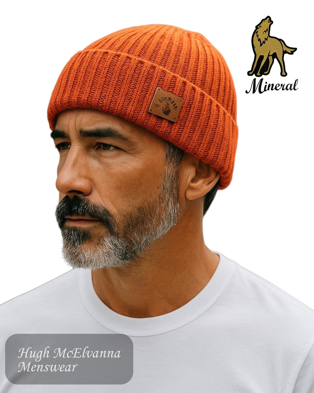 Mineral Men's Beanie – One Size Knitted Winter Hat with Logo Patch - Hugh McElvanna Menswear