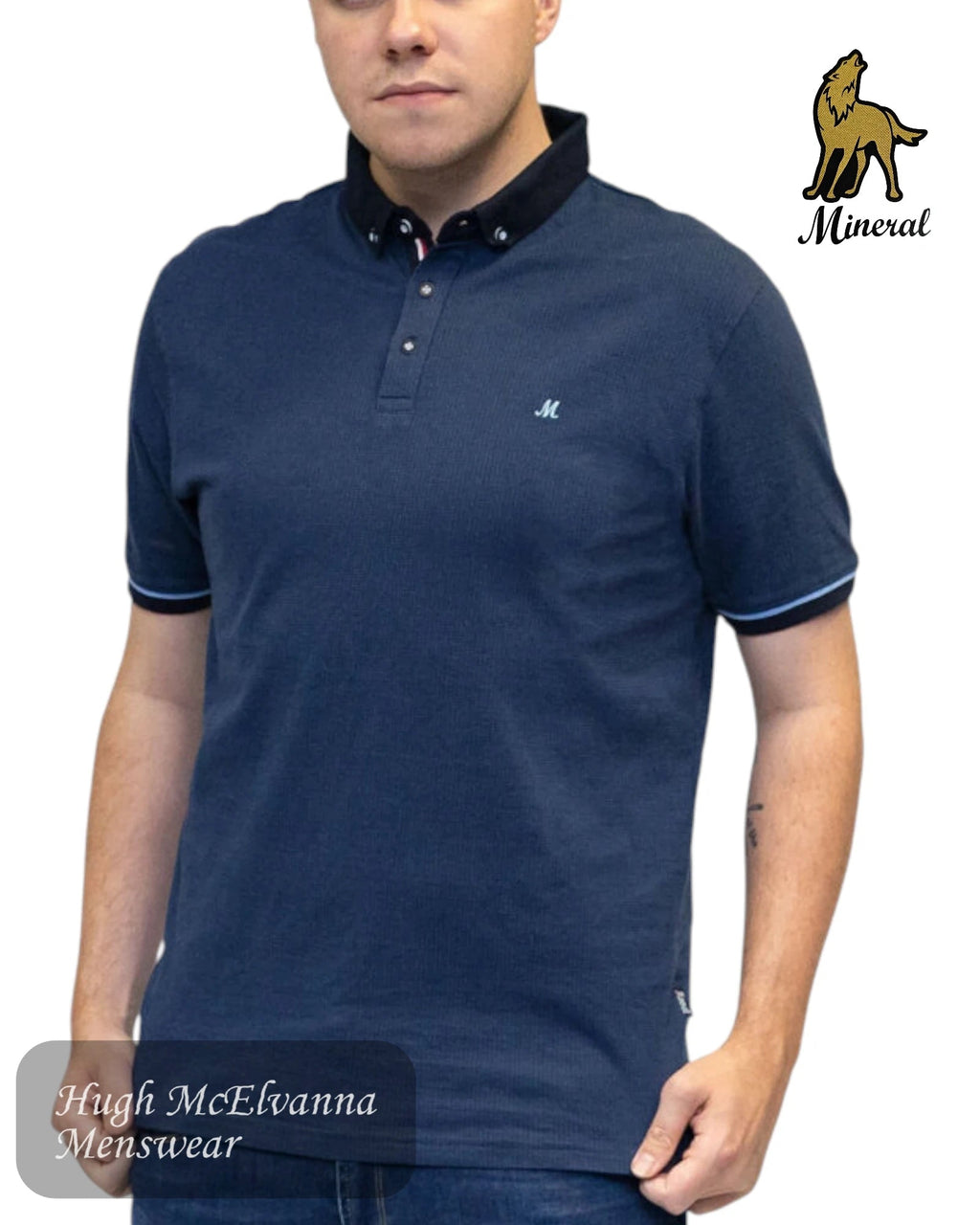 Mineral PEDAL Fashion Polo - Wine & Dark Denim - Hugh McElvanna Menswear