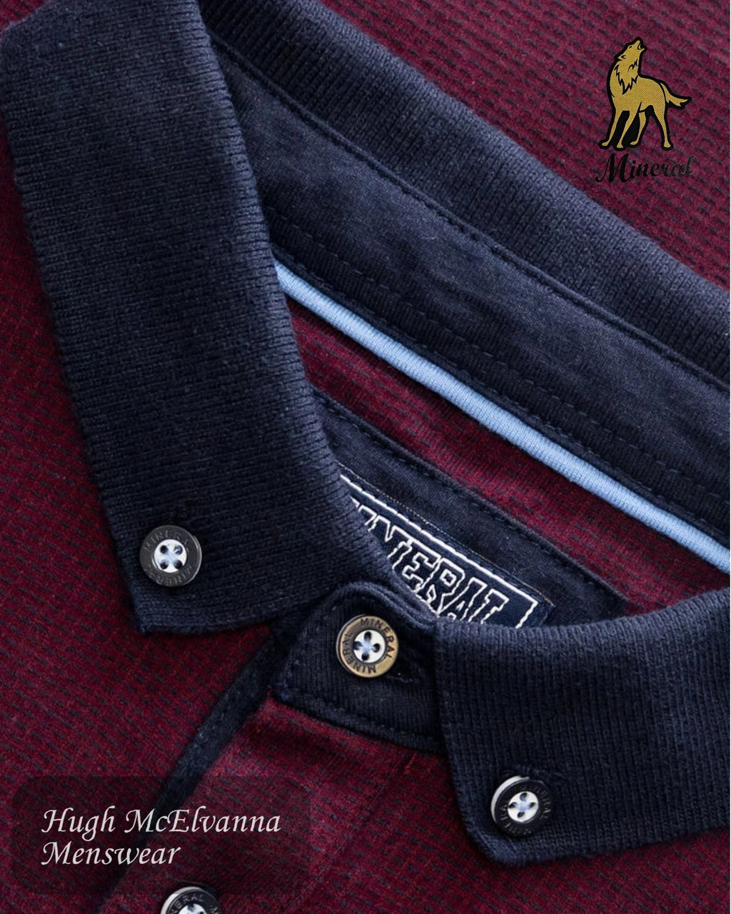 Mineral PEDAL Fashion Polo - Wine & Dark Denim - Hugh McElvanna Menswear