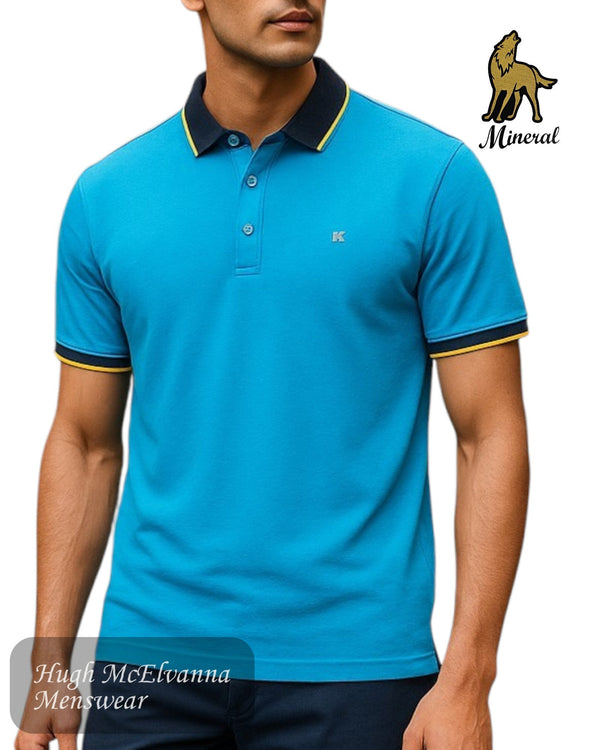 Mineral RAXIS Jacquard Polo Shirt – Turquoise - Hugh McElvanna Menswear