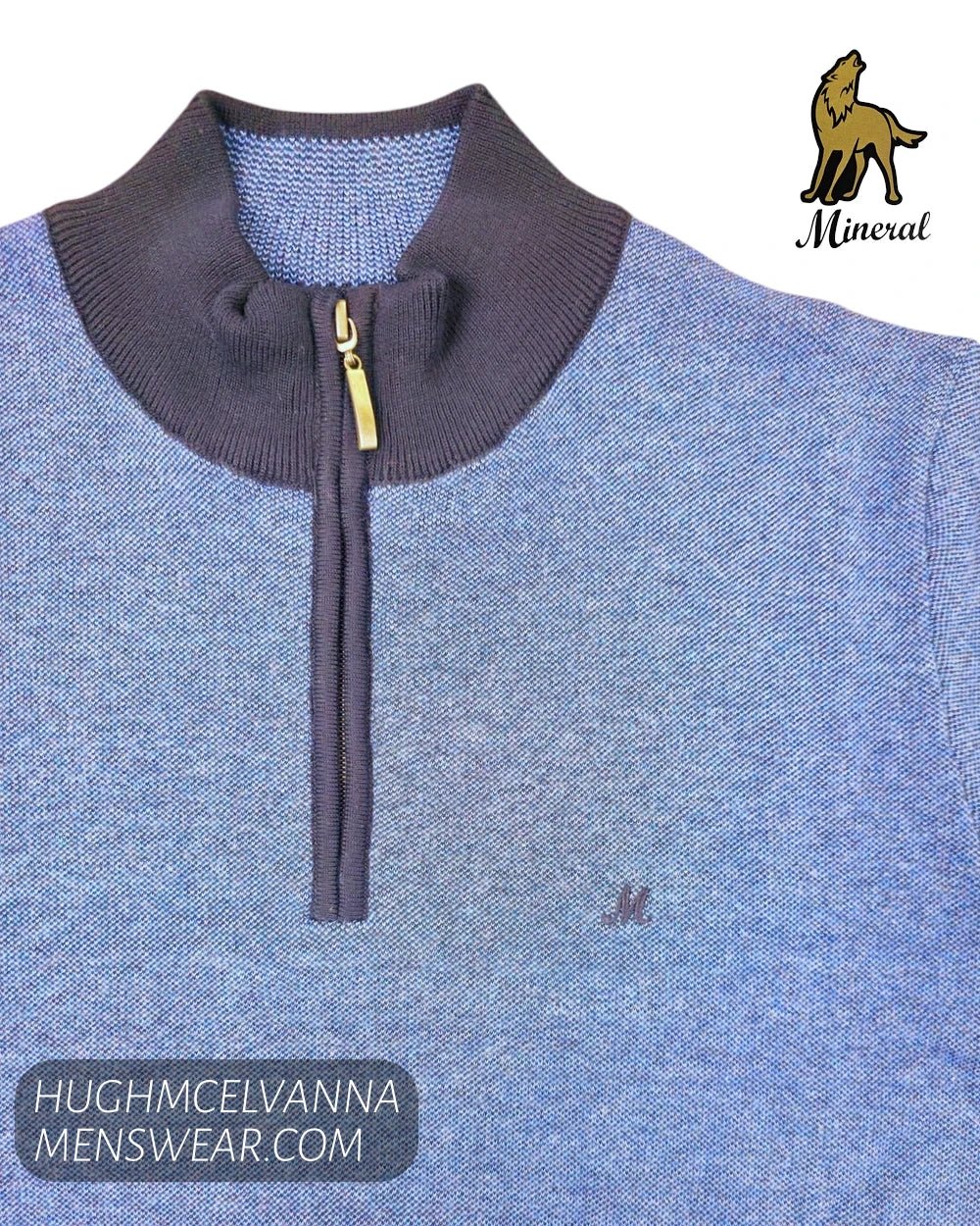 Mineral River Blue Quarter Zip Pullover - Hugh McElvanna Menswear - Quarter Zip