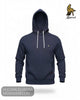 Studio ghost mannequin display of Mineral TYSON navy lightweight stretch hoody with kangaroo pocket and crossover hood