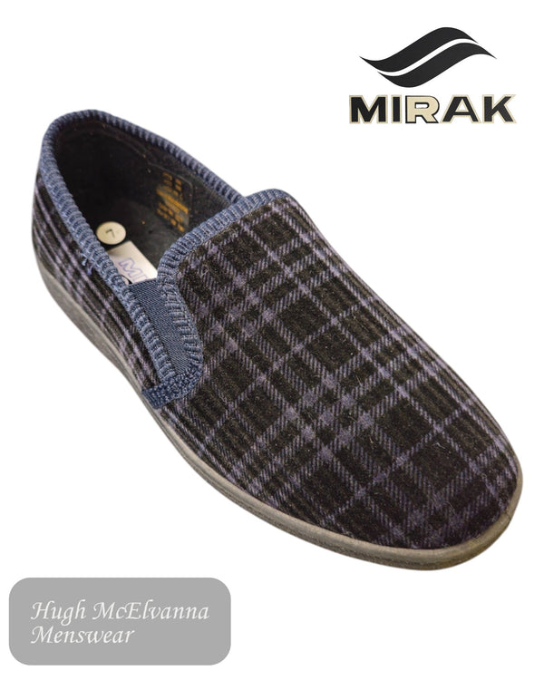 MIRAK Men's Navy Check Slipper - Highbury - Hugh McElvanna Menswear