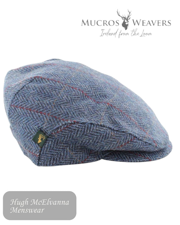Mucros Trinity Blue Check Tweed Cap - 110 - Hugh McElvanna Menswear