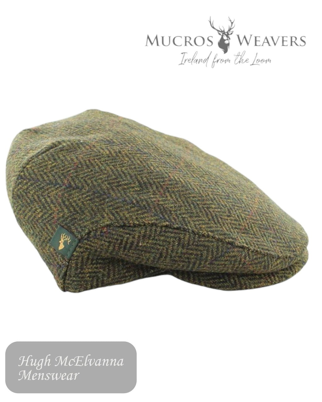 Mucros Trinity Green Irish Tweed Cap - 27 - Hugh McElvanna Menswear