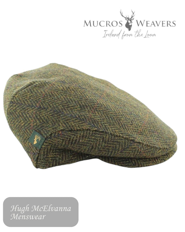 Mucros Trinity Green Irish Tweed Cap - 27 - Hugh McElvanna Menswear