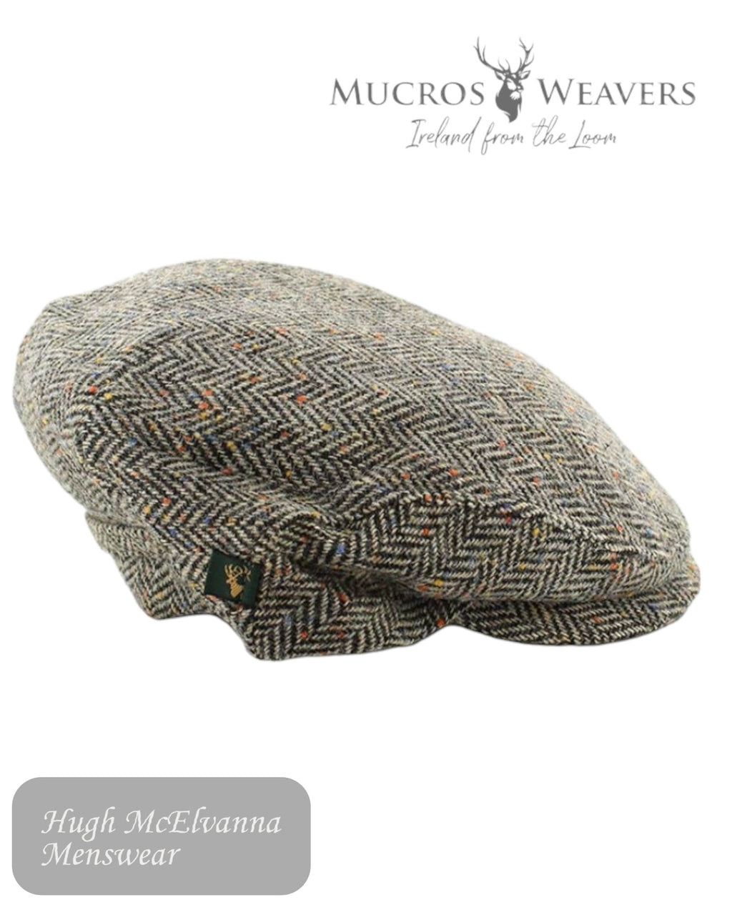 Mucros Trinity Grey Irish Tweed Cap - 1 - Hugh McElvanna Menswear