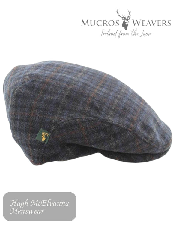 Mucros Trinity Navy Irish Check Cap - 230 - Hugh McElvanna Menswear