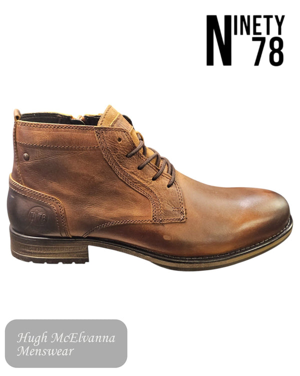 Ninety 78 Men's Cognac Leather Laced/Zip Boots – NTY035 - Hugh McElvanna Menswear
