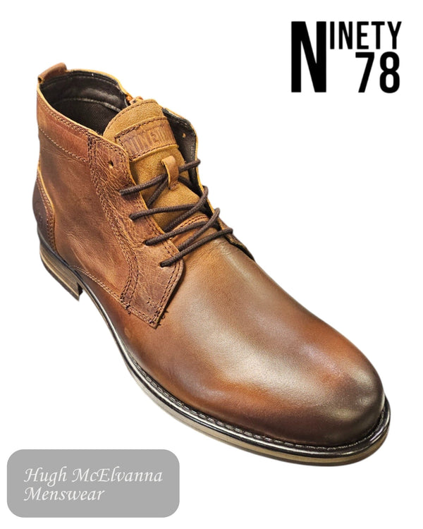 Ninety 78 Men's Cognac Leather Laced/Zip Boots – NTY035 - Hugh McElvanna Menswear