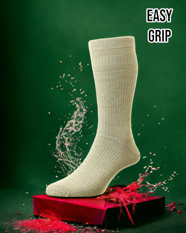 Oatmeal Wool Rich Easy Grip Socks - Hugh McElvanna Menswear