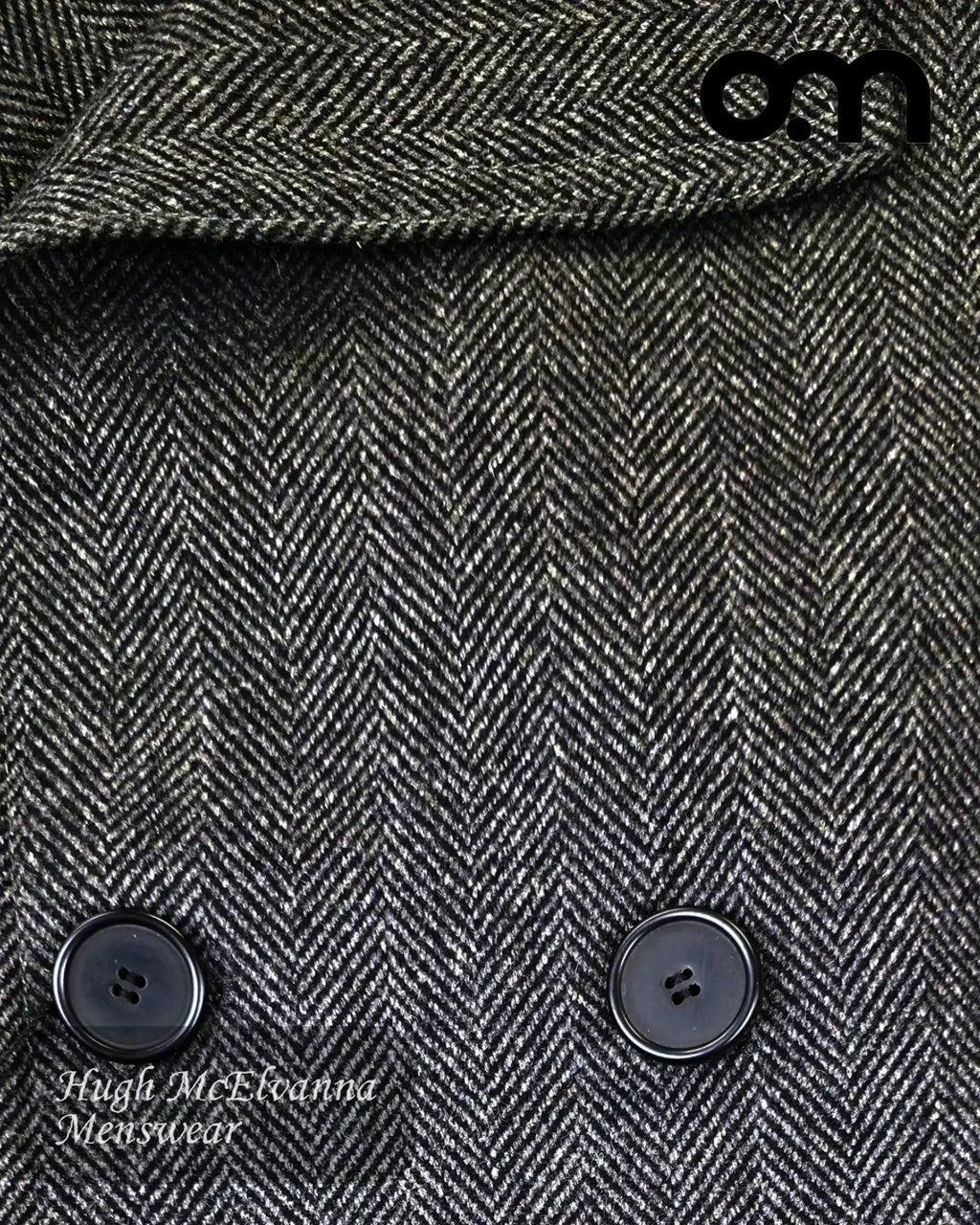 Odermark ODS0917 Charcoal Herringbone Overcoat - Hugh McElvanna Menswear