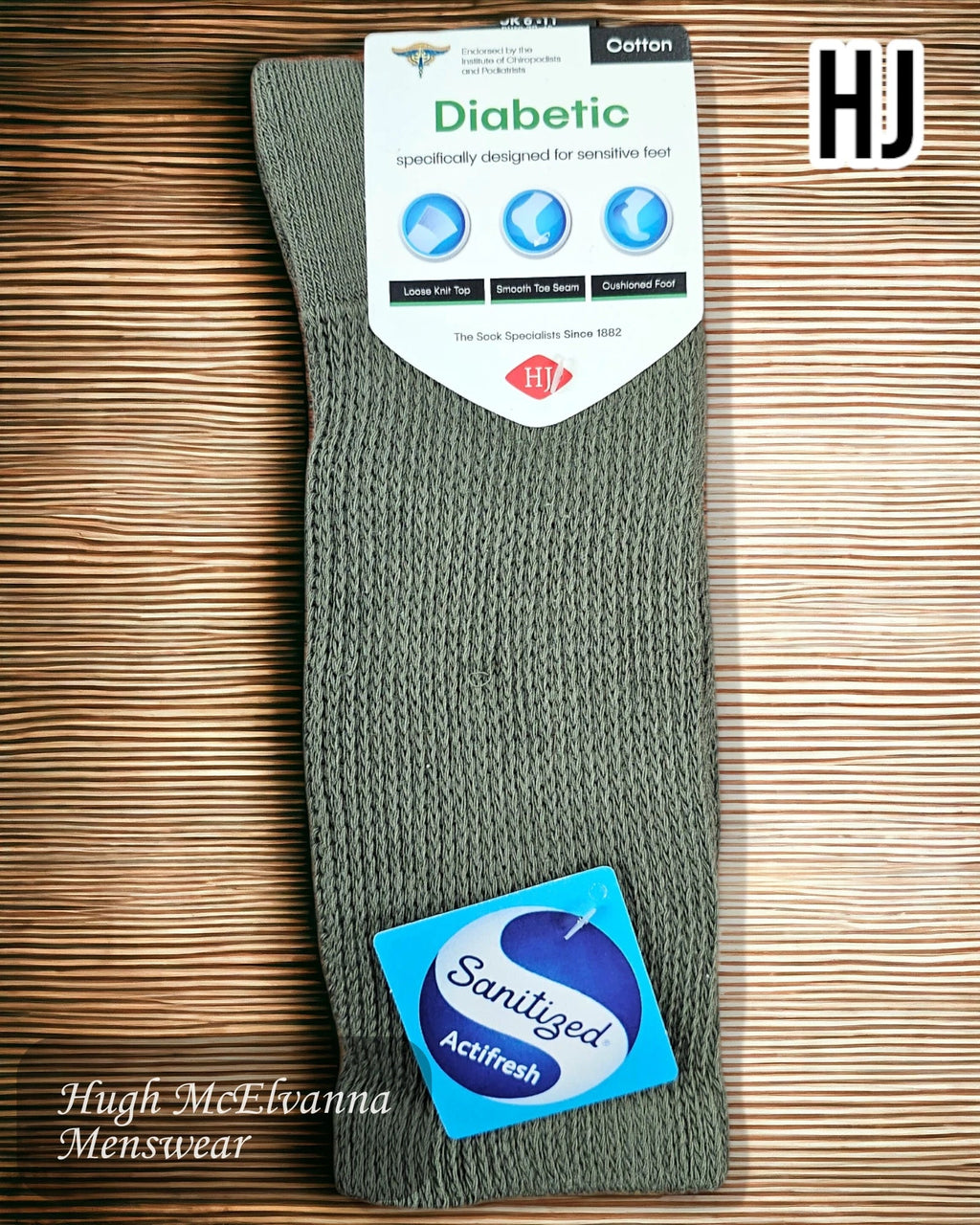 Olive Cushion Sole Socks - HJ1351 - Hugh McElvanna Menswear