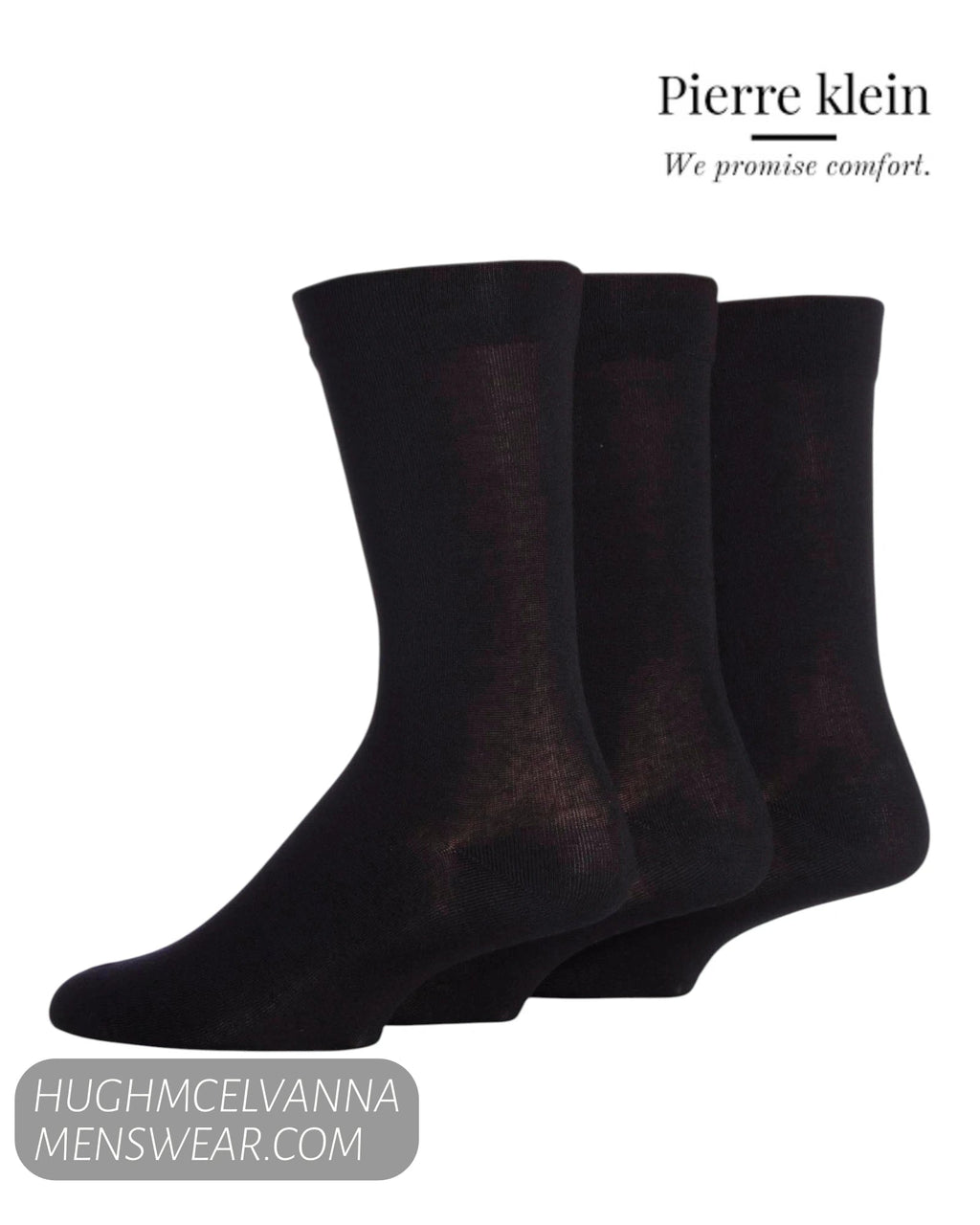 Peirre Klein 3-pack black socks - 2493 - Hugh McElvanna Menswear