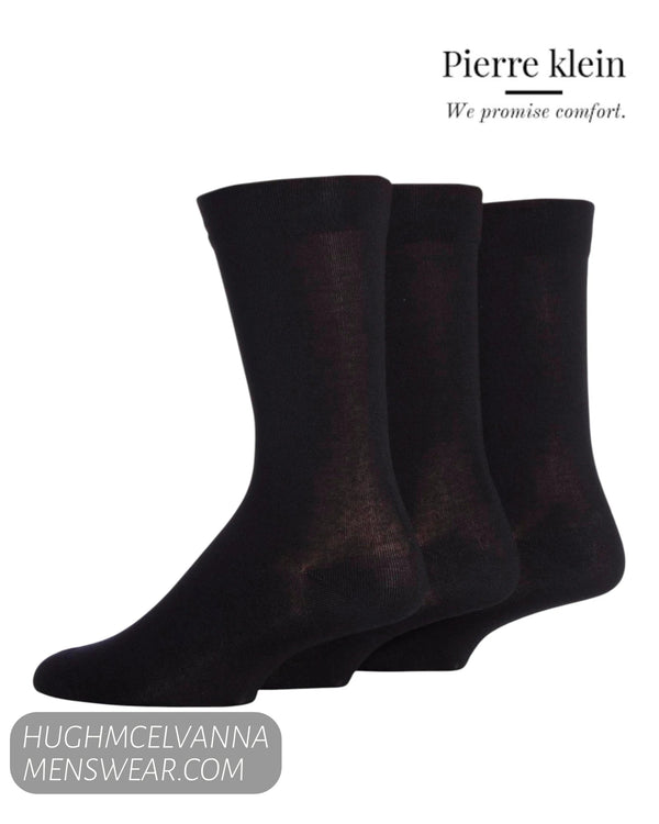 Peirre Klein 3-pack black socks - 2493 - Hugh McElvanna Menswear