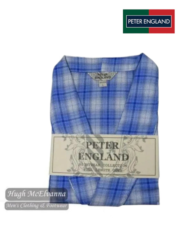 Peter England Blue Check Warm Handle Dressing Gown | PE3512 - 128 - Hugh McElvanna Menswear