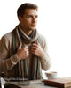 Model wear the PETER brown wool scarf