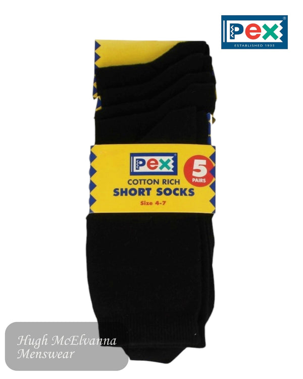 Pex Black 5 Pair Pack Cotton Rich School Socks – S4335/002 - Hugh McElvanna Menswear