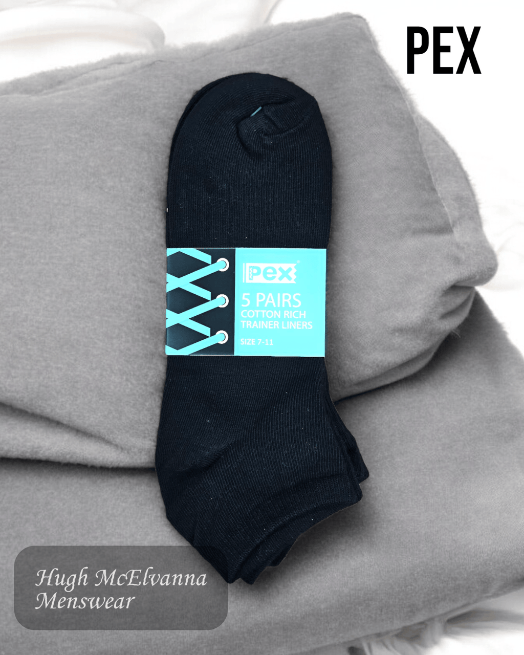 PEX Black Trainer Liners (5 Pack) - S5415 - Hugh McElvanna Menswear