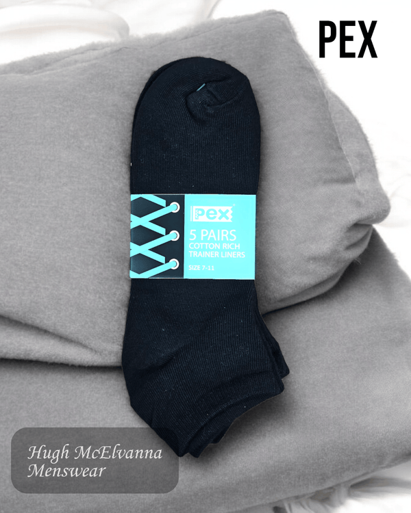 PEX Black Trainer Liners (5 Pack) - S5415 - Hugh McElvanna Menswear