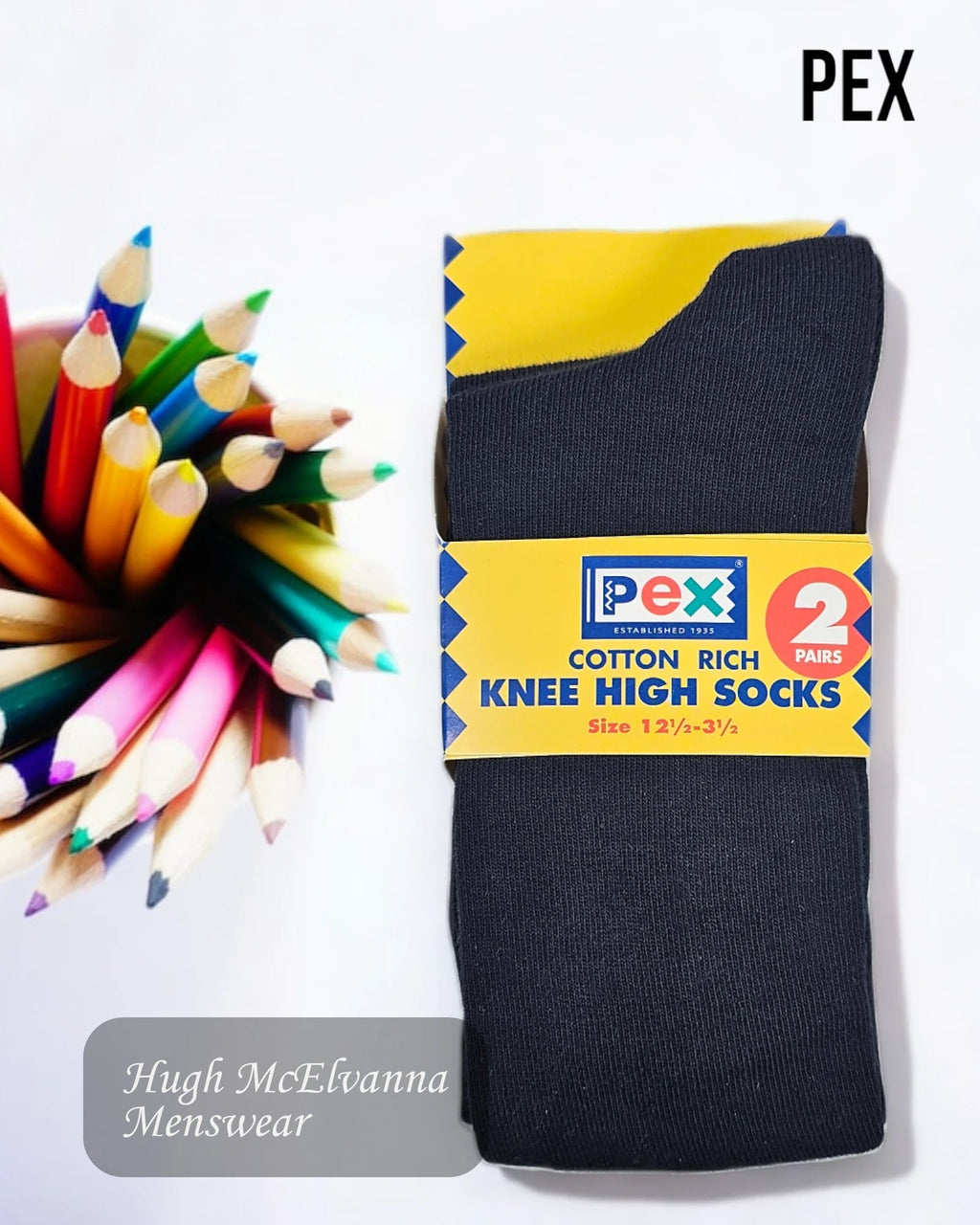 Pex Graduate NAVY Cotton Rich Knee Socks - Hugh McElvanna Menswear