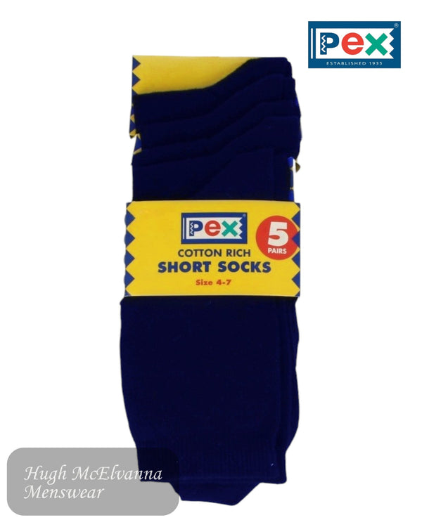 Pex Navy 5 Pair Pack Cotton Rich School Socks – S4335/004 - Hugh McElvanna Menswear