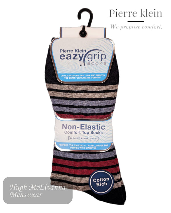 Pierre Klein Stripe 3Pk. Eazy Grip Socks - 3119 - Hugh McElvanna Menswear