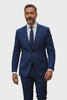 Model wearing the Navy Carnaby suit by Benetti