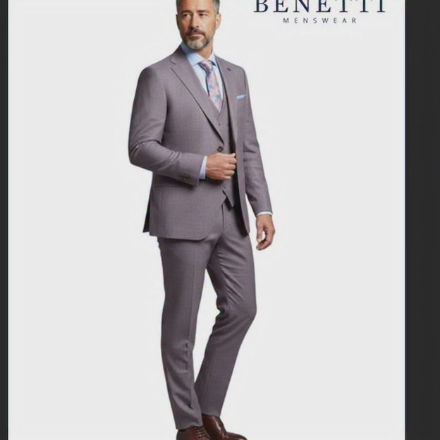 Benetti Marco Grape suit being shown off by a model in his video clip