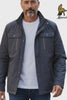 M.ineral Navy NAPPA casual jacket worn by a model.