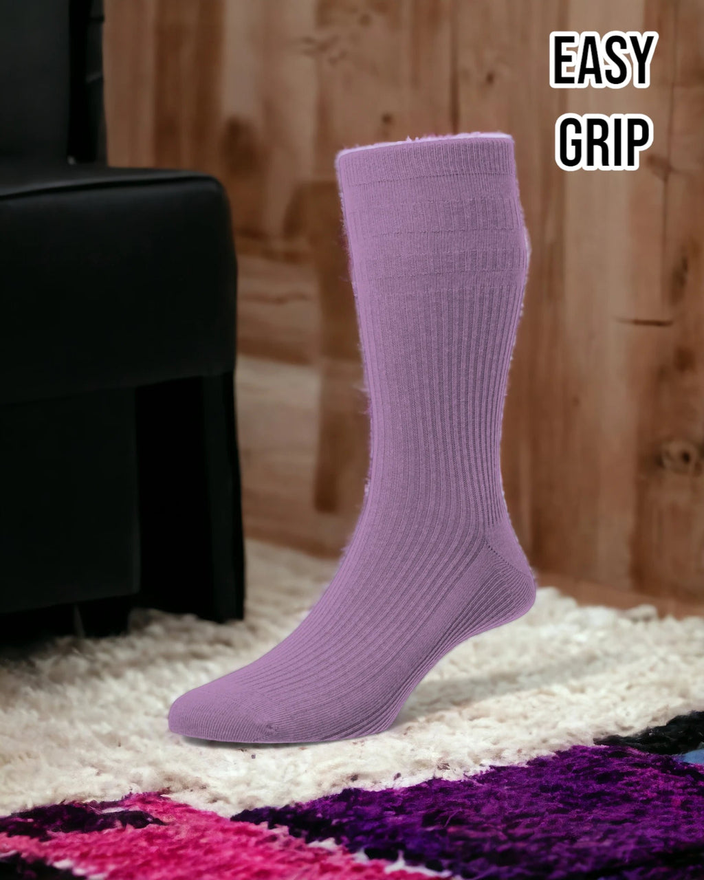 Purple Wool Rich Easy Grip Socks - Hugh McElvanna Menswear