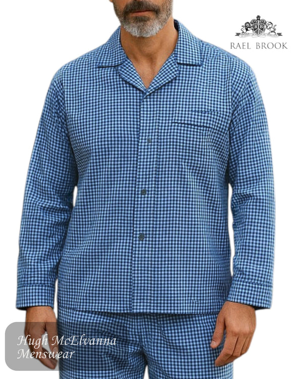 Rael Brook Men’s Blue Check Brushed Cotton Pyjama Set – Style P241 - Hugh McElvanna Menswear