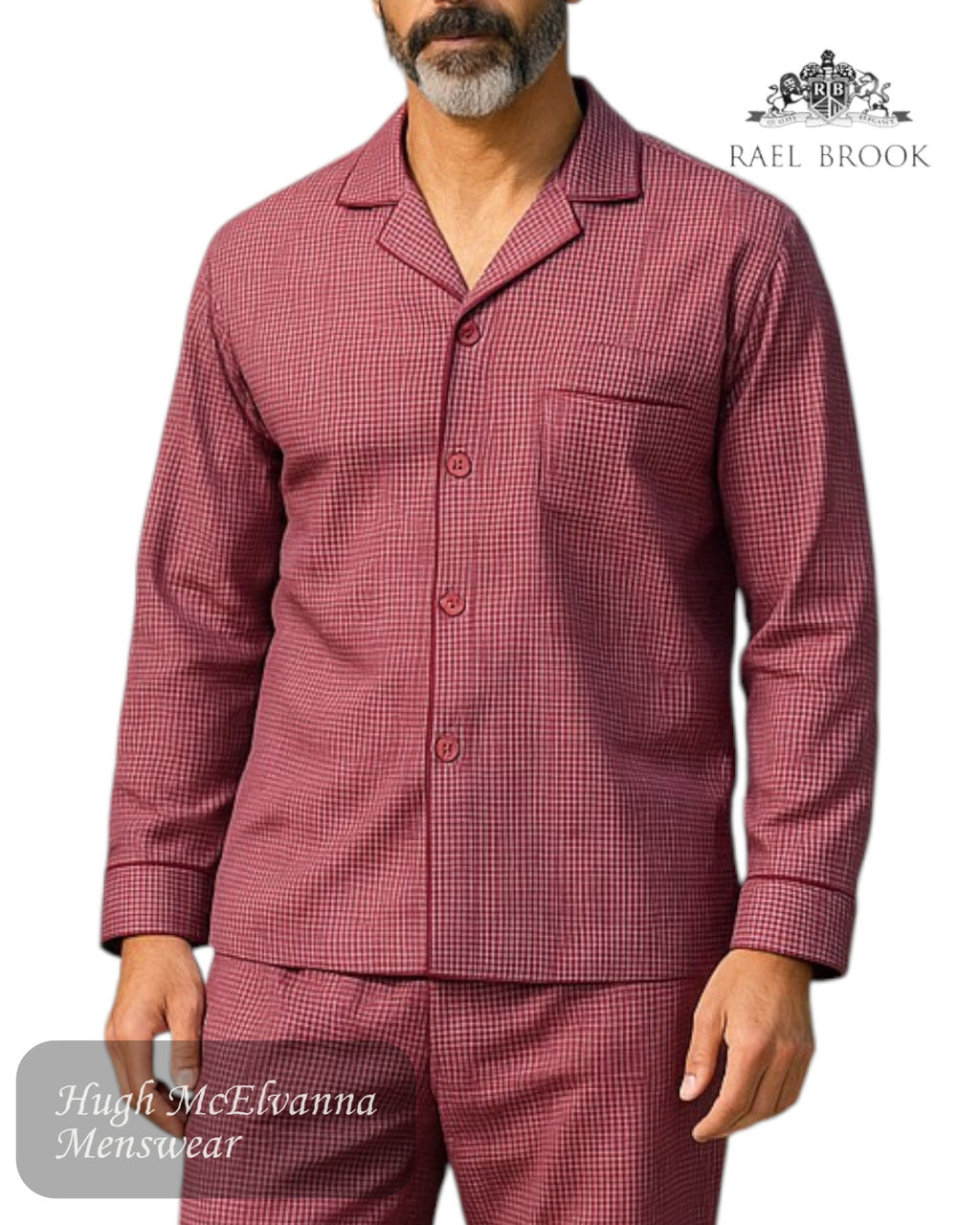 Rael Brook Men’s Brushed Cotton Pyjama Set in Red Check – Style P062 - Hugh McElvanna Menswear